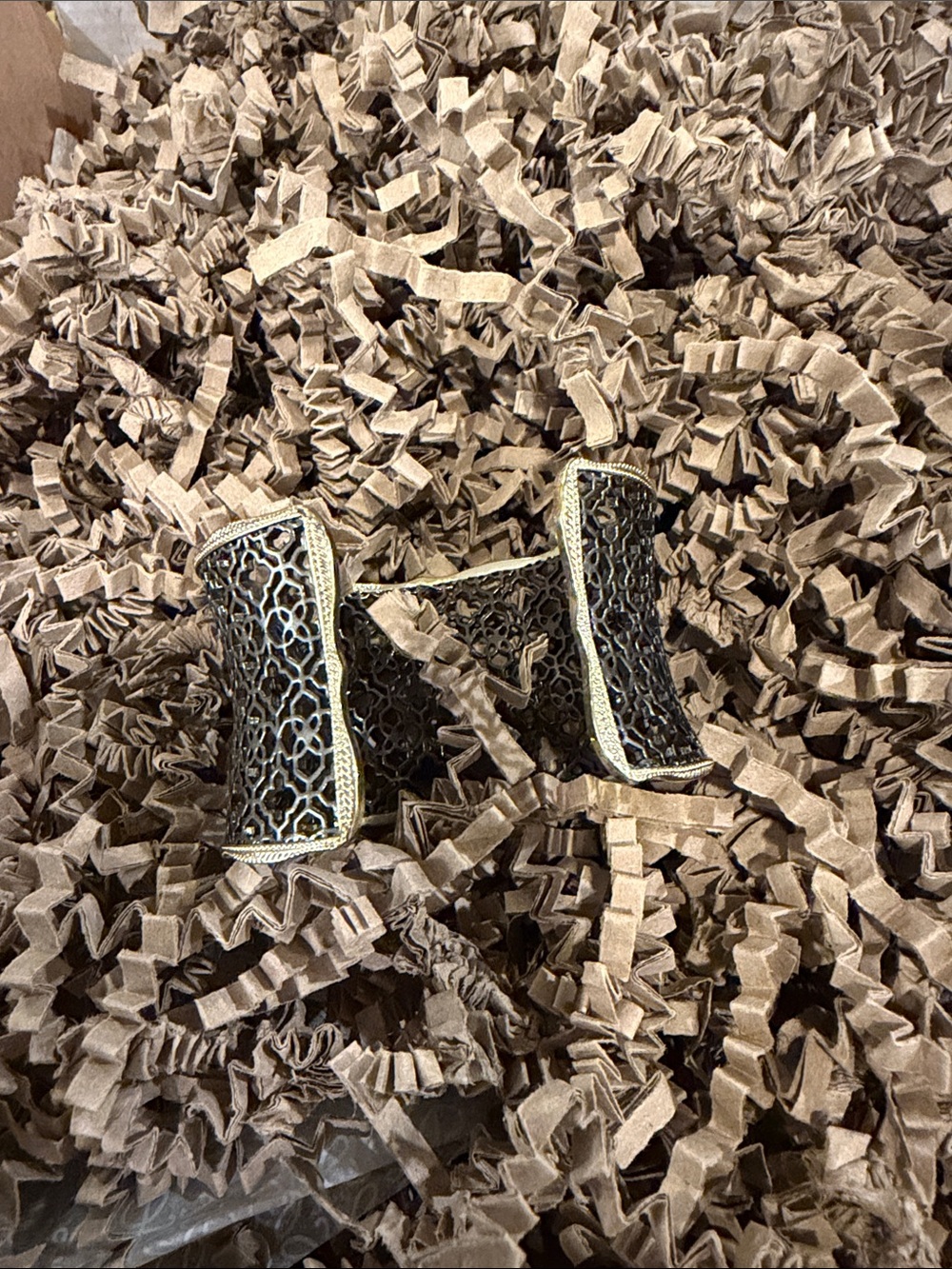 Kendra Scott Black and Gold Filigree Cuff Bracelet - Picture 2 of 3